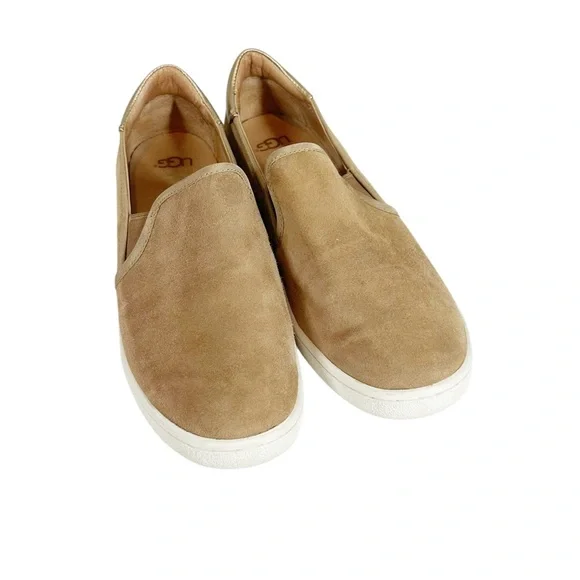 UGG Cas Slip-on Sneakers Women's 7.5 Brown Suede with Metallic gold Leather Heel - Picture 3 of 9